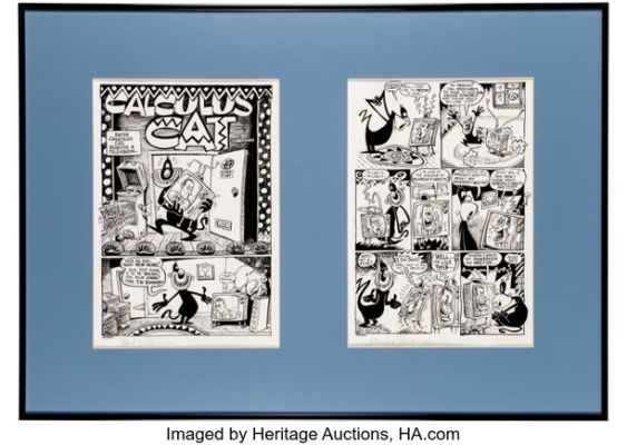 Hunt Emerson Knockabout Comics Calculus Cat Complete 4-Page Story Original Art (Knockabout, c. 1980s). (Total: 2 Original Art) | Heritage