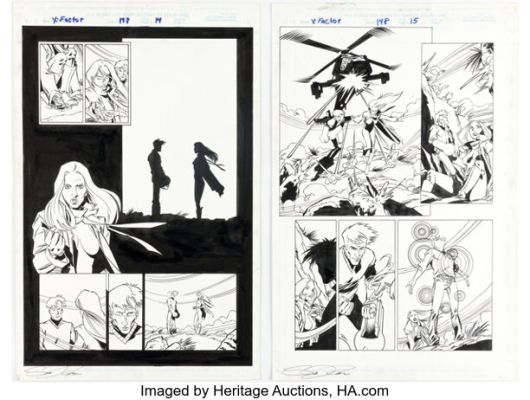 Lee Moder and Scott Koblish X-Factor #148 Havok and Polaris Story Page 14-15 Original Art (Marvel, 1998). (Total: 2 Original Art)