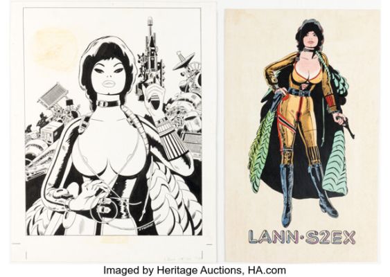 Frank Thorne The Erotic Worlds of Frank Thorne #4 Lann Cover Original Art and Hand-Colored Print (Fantagraphics/EROS, 1981). (Total: 2 Items) | Heritage
