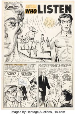Howard Post Journey into Unknown Worlds #33 "Those Who Listen" Story Page 1 Original Art (Marvel, 1955).