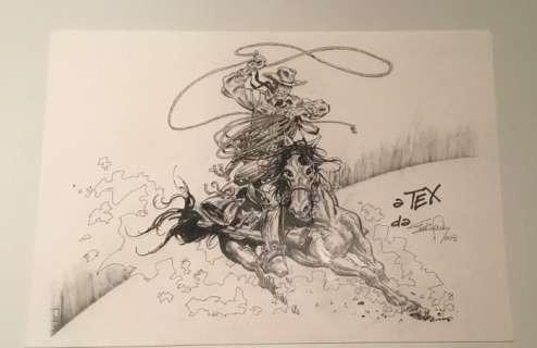 Tex - S. Fenzo - illustrazione originale "Omaggio a Tex" - Page volante (2003) | Catawiki