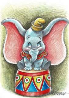 Dumbo on Drum - Original Drawing DIN A3 - Joan Vizcarra - Original Art | Catawiki