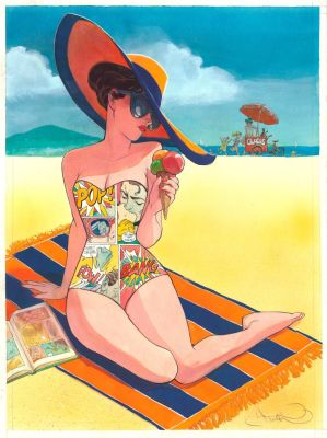 CORBOZ né en 1976. Affiche du festival BD Plage Sète 2023. Illustration originale grande taille. | HVMC