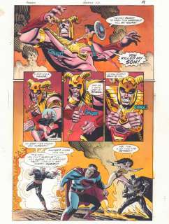 John Beatty, John Kalisz, Mike Zeck - kingdom #2 p. 19 color guide art - magog vs. Supermans, wonder womans, and batmans - rip hunter - sequel to kingdom come - 1999