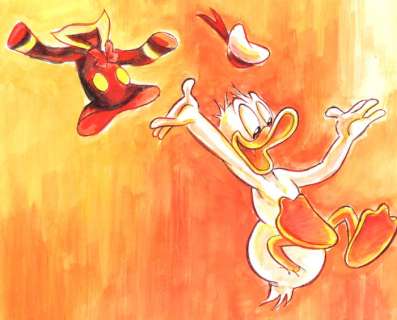 Donald Duck - I’M FREE!! - Large Painting - 70x50cm - Tony Fernandez - Acrylic Art | Catawiki