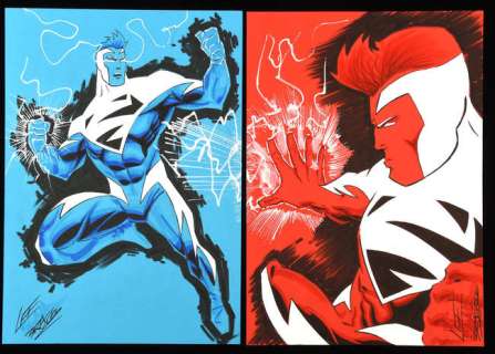 DC Comics Superman Red and Blue set a pair of original artworks by Lee Bradley. | Ewbank’s