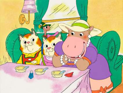 RICHARD SCARRY (1919-1994) "Huckle and Sally Cat, Lowly Worm, et al." Animation production cel.