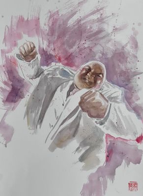 David Mack | Daredevil: Born Again 2 Daredevil vs Fisk Official Marvel Studios Art Panel 3 | Kirby’s Comic Art