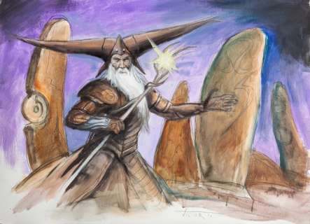 Victor Togliani - Illustrazione Originale - "Il mago" - acrilico - 50x70cm - Loose page - Other (2019) | Catawiki