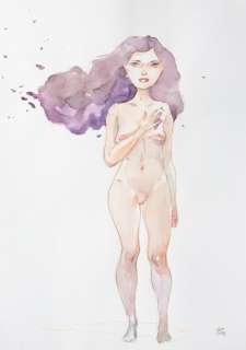 Grazia La Padula - Illustrazione Originale - "I talk to the wind" - acquerello - A3 - Loose page - Other (2019) | Catawiki