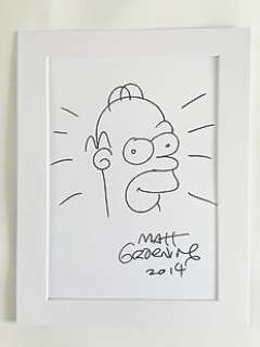 Matt Groening - Signed Dedication Drawing - Homer Simpson - The Simpsons - with COA - (2014)