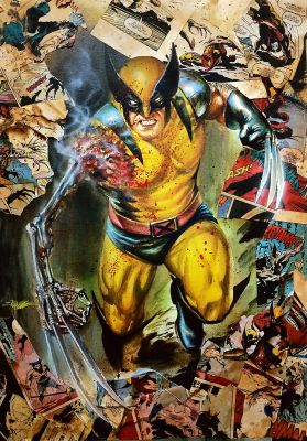 Manu Silva | X-Men Wolverine battle damaged acrylics original ART 11x17 by Manu Silva | Raremarq (Buy It Now)