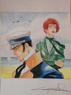 Corto Maltese - G. Candita - illustrazione originale "Omaggio a CM & Banshee" - Loose page | Catawiki