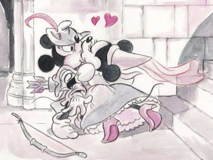 Mickey & Minnie Love inspired by Robin Hood - Original Painting - Tony Fernandez - Acrylic Art | Catawiki