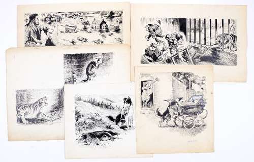 Black Bob: five original artworks from The Dandy/Black Bob books (1950s) by Jack Prout (various | Comic Book Auctions ltd