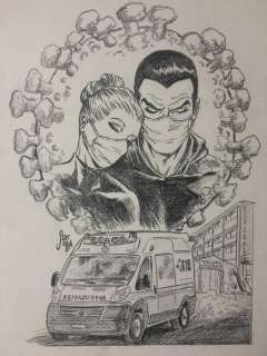 Diabolik - D. Statella - Illustrazione originale "contro il Coronavirus" - Loose page - (2020) | Catawiki