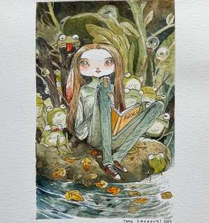 Sandoval, Tony - Dessin original couleur - The Frog Girl - (2019) | Catawiki