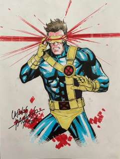 X-Men - Cyclops sketch commission by Carlos Pacheco - Loose page - First edition | Catawiki