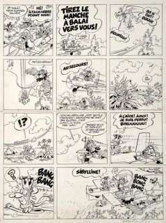 Macherot - Sibylline en danger Encre de Chine pour la planche 37 du 2e album