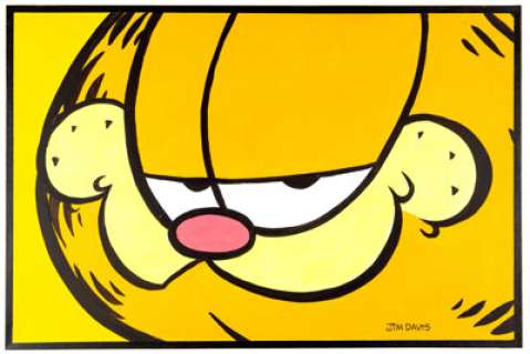 Jim Davis Studio - Garfield Painting Original Art (1995). Garfield’s smile is so big, it fills this large canvas! - | Heritage
