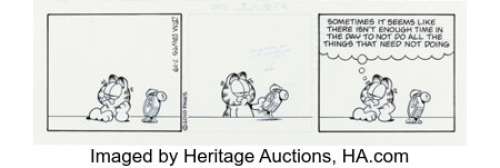 Davis, Jim | Jim Davis Garfield Consecutive Daily Comic Strip Original Art Group of 6 (PAWS/Universal Press Syndicate, 2010).... (Total: 6 Original Art) | Heritage