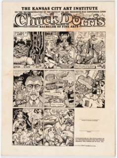 Crumb, Robert | Robert Crumb, Kansas City Art Institute Cartoon Diploma Original Art on Print (KC Art Institute, 1970).... | Heritage