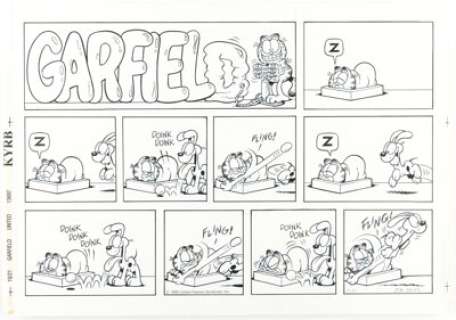 Davis, Jim | Jim Davis Garfield Sunday Comic Strip Original Art dated 10-21-90 (United Feature Syndicate, 1990).... | Heritage