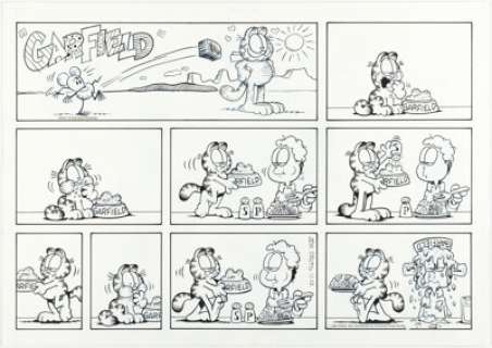 Davis, Jim | Jim Davis Garfield Sunday Comic Strip Original Art dated 11-12-95 (PAWS, 1995).... | Heritage