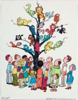 Jim Davis - Garfield and Cats Up a Tree Illustration Original Art (United Feature Syndicate, 1978). | Heritage