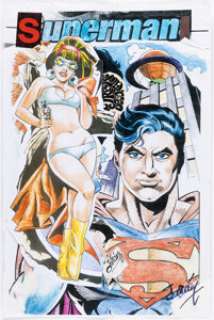 Jose Luis Duran - Superman-Related Hand-Colored Print Collage Original Art (undated). | Heritage