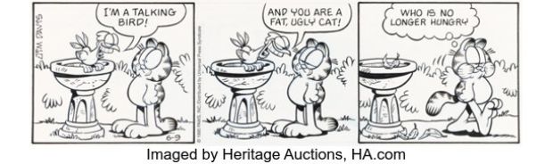 Jim Davis Garfield Daily Comic Strip Original Art dated 6-9-95 (PAWS/Universal Press Syndicate, 1995). | Heritage