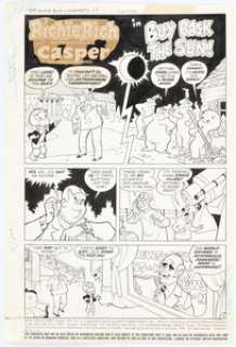 Warren Kremer (attributed) Richie Rich & Casper #2 "Buy Back the Sun, Part 1" Complete 5-Page Chapter Original Art (Harvey, 1974). (Total: 5 Original Art) | Heritage