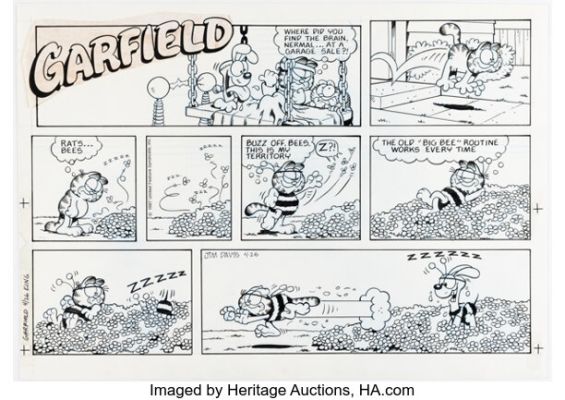 Jim Davis Garfield Sunday Comic Strip Original Art dated 4-26-87 (United Feature Syndicate, 1987). | Heritage