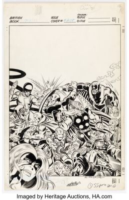 Al Milgrom and Joe Sinnott The Mighty World of Marvel #208 Avengers and Inhumans Cover Original Art (Marvel UK, 1976). | Heritage