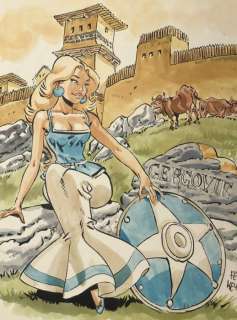 Meynet, Félix - Astérix - Dessin original couleur - Hommage Ã  Uderzo - Falbala Ã  Gergovie | Catawiki
