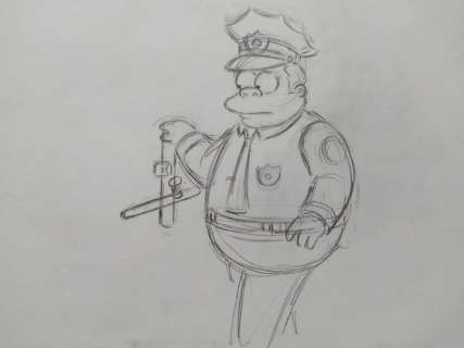 The Simpsons - Original drawing of Chief Wiggum - Unique | Catawiki
