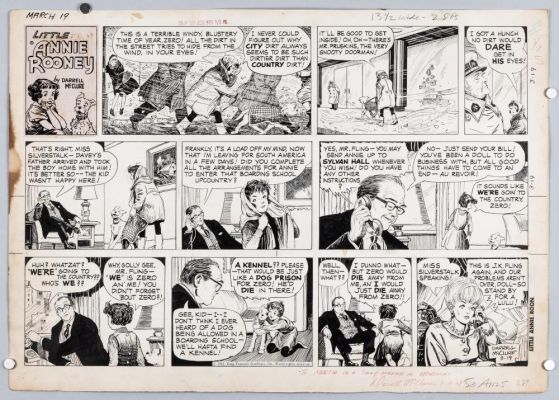 Lot 157 - DARRELL MCCLURE SIGNED LITTLE ANNIE ROONEY ORIGINAL COMIC STRIP ART | misc / divers