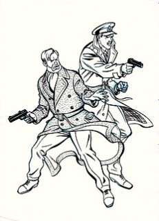 Benoît, Ted - Originele tekening voor publiciteits-poster - Blake & Mortimer - BNP Paribas Fortis - Indian ink on drawing board - (Â± 1995) | Catawiki