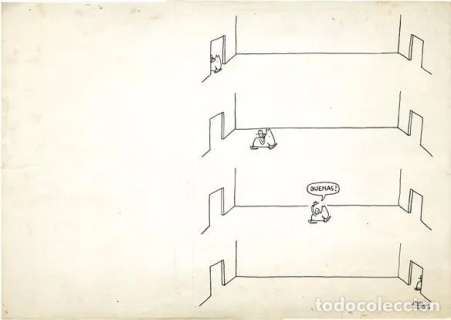 Dibujo Original de Javier Mariscal - El Señor del Caballito - El Cuervo 1973