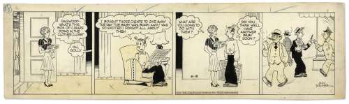 Chic Young Hand-Drawn ’’Blondie’’ Comic Strip From 1941 Titled ’’Scented With Tar Paper!’’ | Nate Sanders