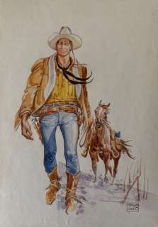 Tex #3 - F. Fusco - original cover art "Cavalcando con Tex" - Loose page - Unique copy | Catawiki