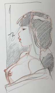 Michetz, Marc - Dessin original en couleur - Geisha - Format: 17 x 29 cm. - Loose page | Catawiki