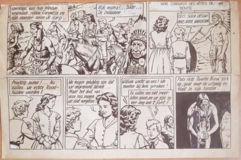 Corentin 3 - Originele halve pagina (p.7) Corentin bij de roodhuiden - (1949) | Catawiki