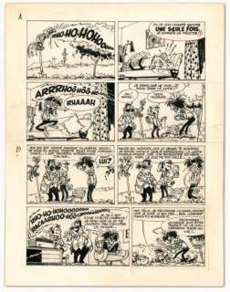 André Franquin - MODESTE ET POMPON Encre de Chine pour cette planche issue
