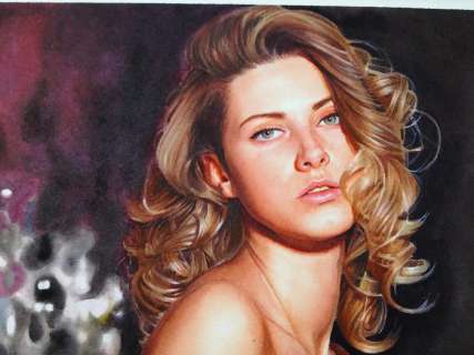 Sexy Pin-up - Delgado - Original Watercolor Painting Illustration, Signed! - Loose page | Catawiki