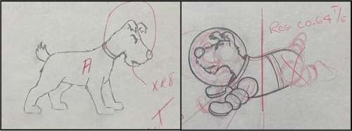 Tintin - 5x Original drawing - Milou - On a marché sur la lune - (1960’s) | Catawiki