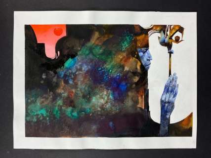 Sergio Toppi - Sergio Toppi - Illustrazione originale a colori per portfolio - Page volante - Exemplaire unique