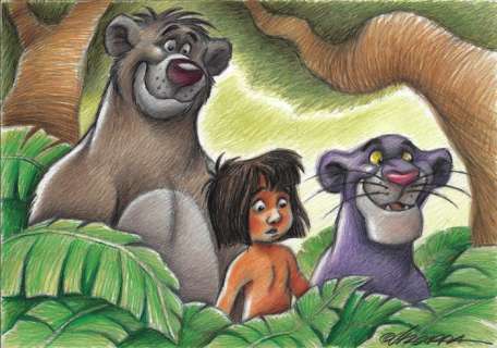 Joan Vizcarra | The Jungle Book: Mowgli, Baloo & Bagheera - Original Drawing - Joan Vizcarra - 50 x 32 cm - Éditions diverses | Catawiki