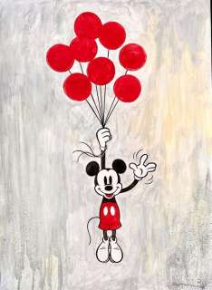 Tony Fernandez, Disney Artist | Mickey Mouse Inspired by BANKSY’s Flying Balloon Girl - Original Painting - Tony Fernandez - 70 x 50 cm | Catawiki