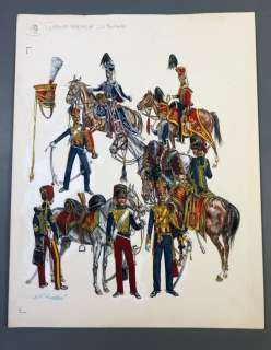 Funcken, Fred & Liliane | Funcken, Fred & Liliane - Dessin original couleur - L’Uniforme & armes des soldats du XIXe - Grande Bretagne - Les Hussards - (1969) | Catawiki